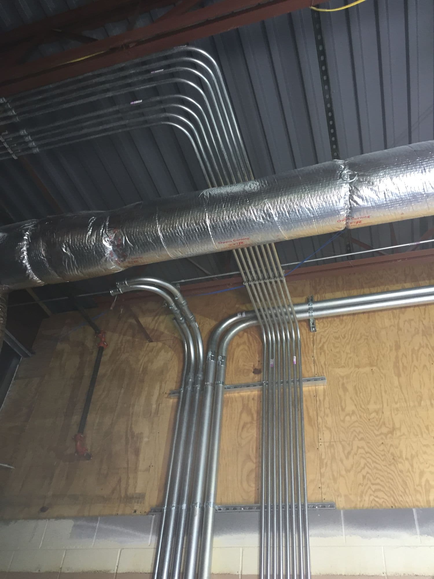 Electrical rough-in during new commercial building construction